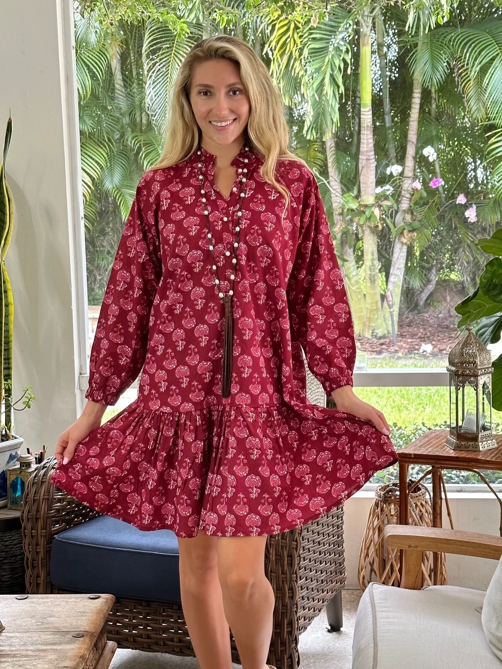 Just Darviny Megan Dress in Cranberry - Size 8